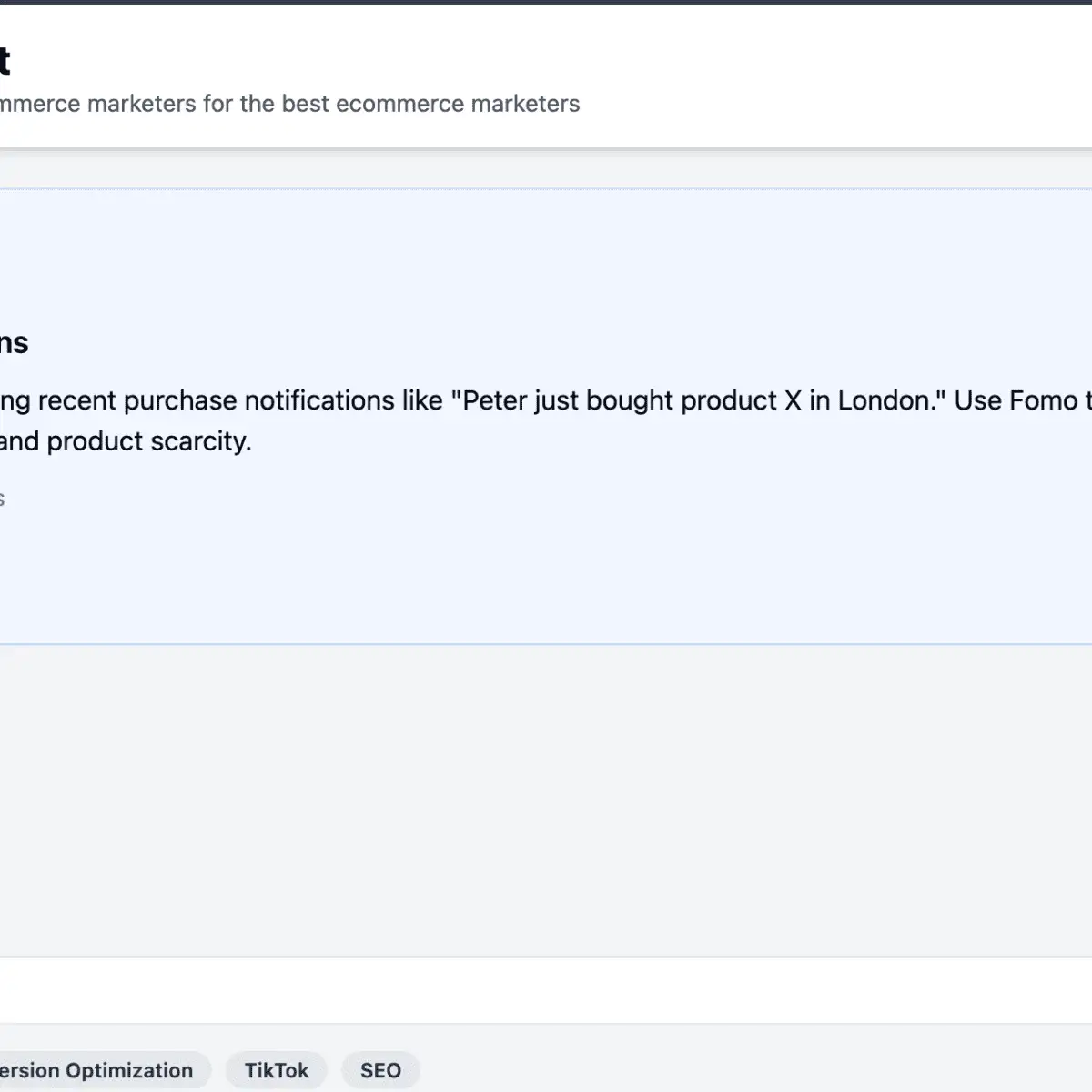 the E-commerce Hack List